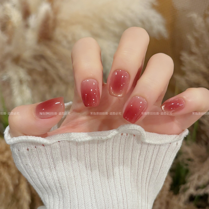 Mo Zai Original【Sunset Contract】Wearable Nails 2026 Purely Handmade Nail Pieces with a Whitening Gradient and High-End Feel A5197