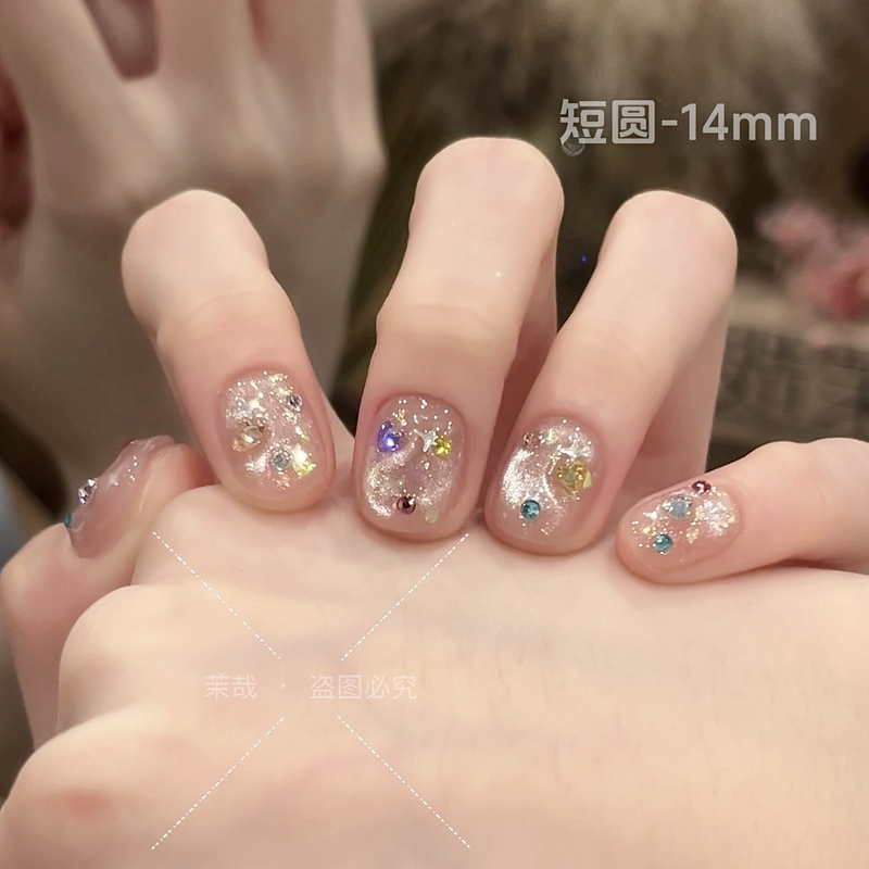Mozai Original [Glazed Starlight] Wearable Nails 2026 New Handmade Nail Tips Cat Eye Flashing Nail Art 0032