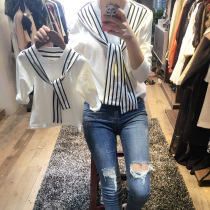 Spring and autumn stripes Navy wind long sleeve T-shirt Family mother and daughter T-shirt Parent-child mother and daughter mother and son outfit mother single piece T cotton