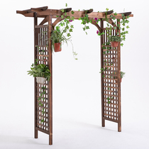 Anti-Corrosive Wood Arch flower racks Outdoor Garden Courtyard Grid Plants Climbing and Carbonated Wood Grid Barrier DOOR GRAPE RACKS