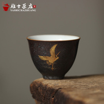 Jingdezhen Hand-painted Jinhe tea cup Ceramic Tianmu glaze Master cup Kung Fu tea with single cup creative tea cup