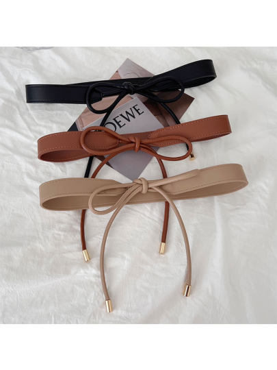 Brown Knotted Coat Belt for Women, Decorative 2025 New Style, High-End Women's Genuine Leather Thin Belt, Versatile Accessory