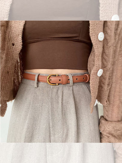 Classic Horseshoe Buckle Black Women's Belt, 2025 New Fashion High-End Belt for Women, Suitable for Jeans