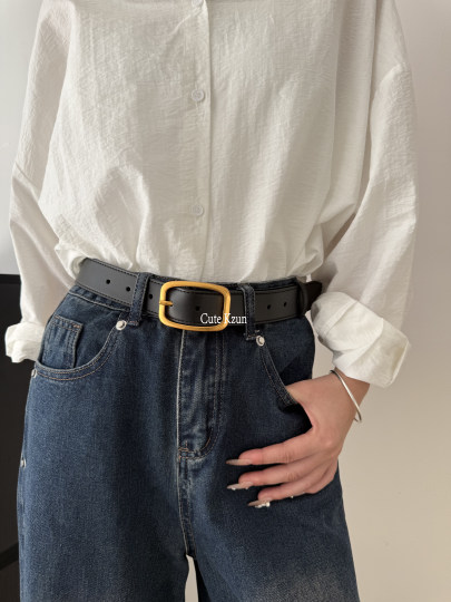 Brown Genuine Leather Women's Belt for Jeans, 2026 New Style, High-End Belt for Women, Versatile Belt