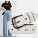 White Genuine Leather Jeans Belt for Women, 2025 New Style, Unique and Fashionable, Suitable for Suits, Wide Belt, Decorative Belt for Women