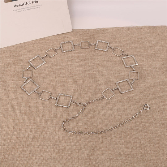 Square Metal Waist Chain, Chanel-Style Accessory, High-End Dress, Sweater, 2025 New Trendy Belt for Women Decoration