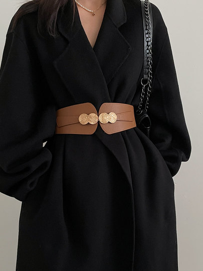 Brown Genuine Leather Women's Coat Belt, Decorative Accessory for Trench Coats and Dresses, Autumn and Winter High-End Waist Belt, 2025 New Model