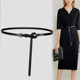 Black Genuine Leather Knotted Belt for Women, Decorative Summer Dress Belt, Suitable for Suits, Shirts, and Trousers, Fashionable and Versatile Belt