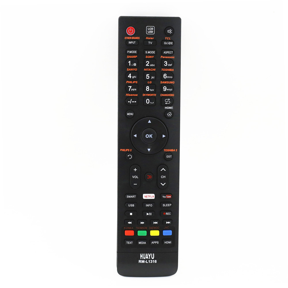 English version of the TV Universal Universal Remote Control Huayu L1316 1-click settings with YouTube NETFLIX and so on