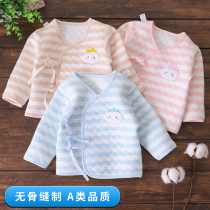 Newborn baby thermal underwear autumn and winter clip thin cotton full moon clothing 0-3 months new born child lace-up monk clothing boneless