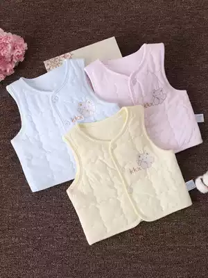 0-3 months newborn baby vest 6 men and women baby warm vest 9 cotton clip Spring and Autumn Winter cotton thick