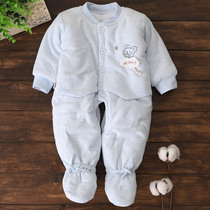 Baby cotton cotton warm one-piece clothes autumn and winter thick wear new Loose Baby foreign style open file with foot clothes