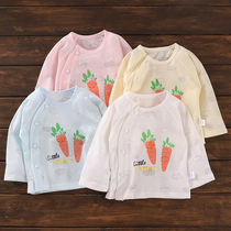 Baby Summer thin long sleeve baby single layer round neck air conditioning clothing newborn cool breathable flap top