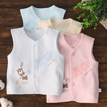 Newborn baby double layer of pure cotton small waistcoat for baby Spring and autumn can be worn with waistcoat on the front of the flap without sleeves