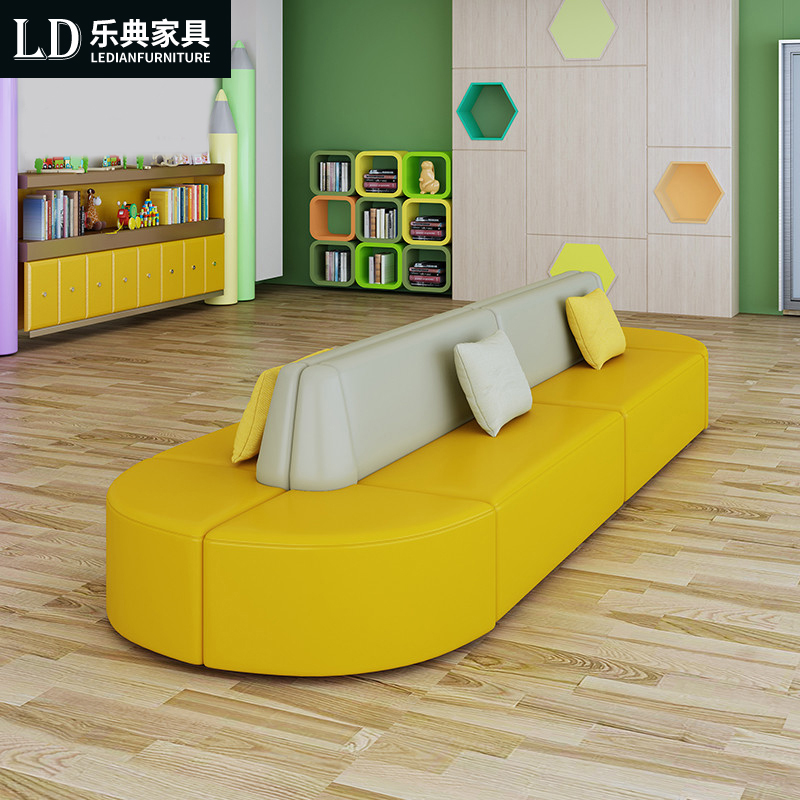 Training institution office break reception double-sided seat sofa combination fabric leather art creative simple modern