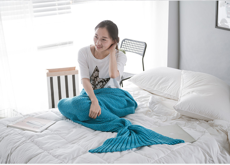 Bowen Nhuộm đơn giản mỹ nhân ngư chăn sofa giản dị TV đan len chăn - Ném / Chăn chăn lông siêu nhẹ
