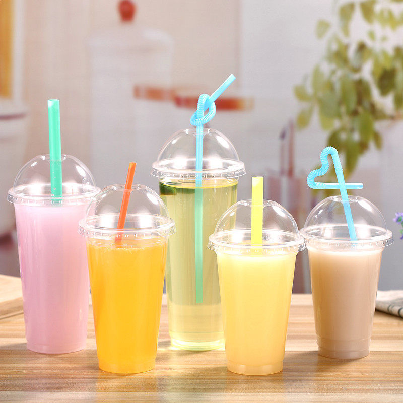 Disposable plastic cup 90 caliber milk tea cup beverage cup 500 600 700ml thin high transparent cup customization