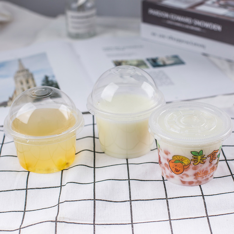Disposable plastic cup 250ml pudding cup soup light cup small bowl turtle cream double skin milk 300ml with lid custom