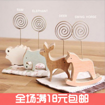 Creative cute wooden animal message clip sticky clip note Photo small clip desktop with ornaments gift