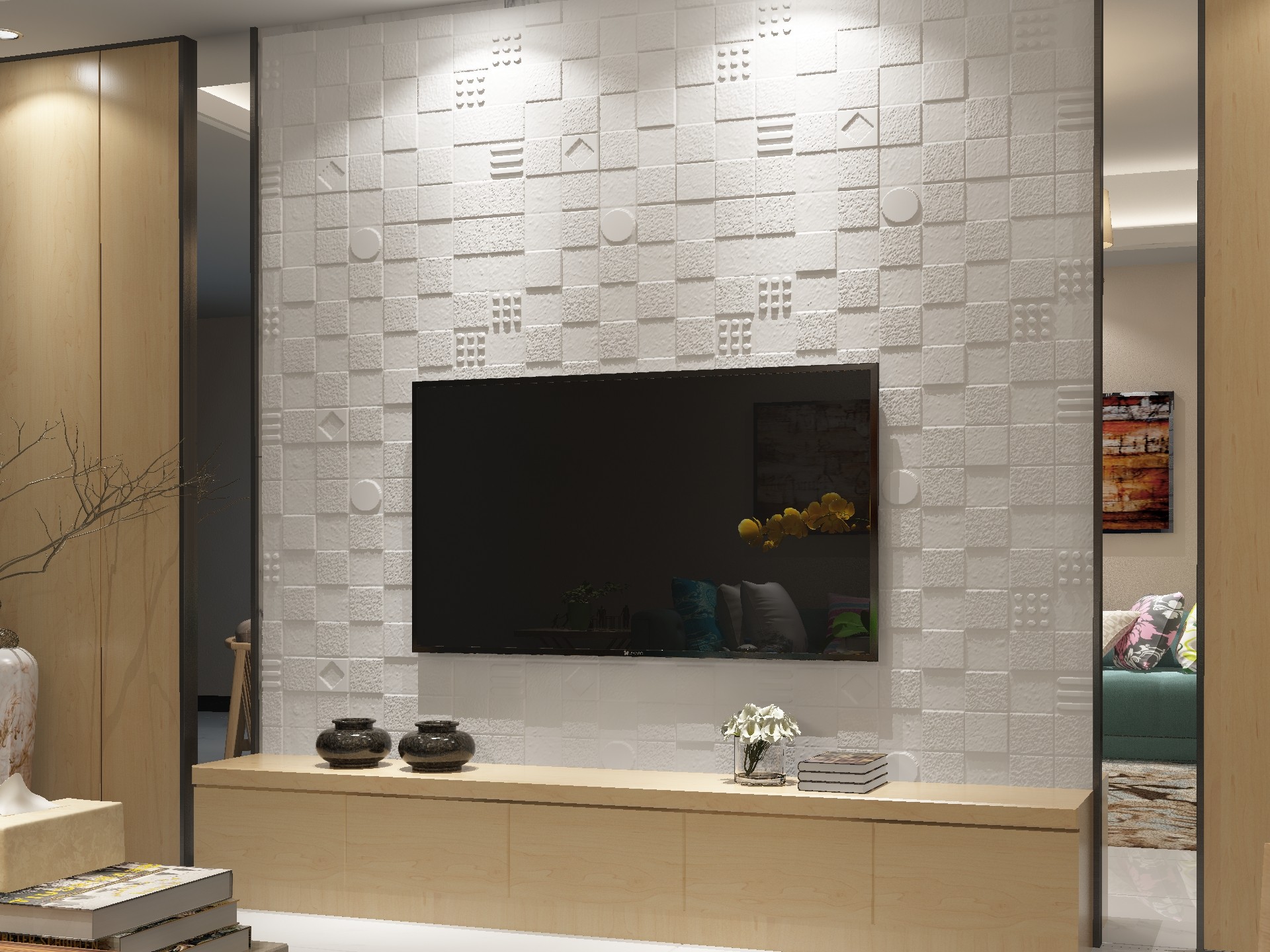 3D Solid mosaic waterproof self-adhesive wall sticker TV sofa Background wall Child Anti-collision Tetris soft bag