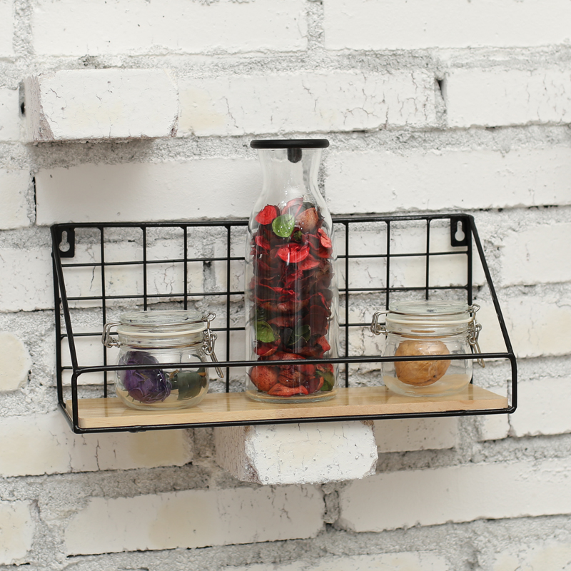 Free Punching Wall Shelve Bedroom Dorm Room Deity Wall Dressing Room Bathroom Wall Hanging Basket Kitchen containing frame