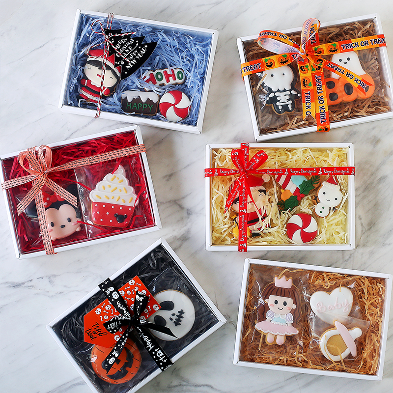 Christmas New Year Valentine Christmas Wedding Wedding Halloween Frost Cookie Packaging Box with Handling Gift Box