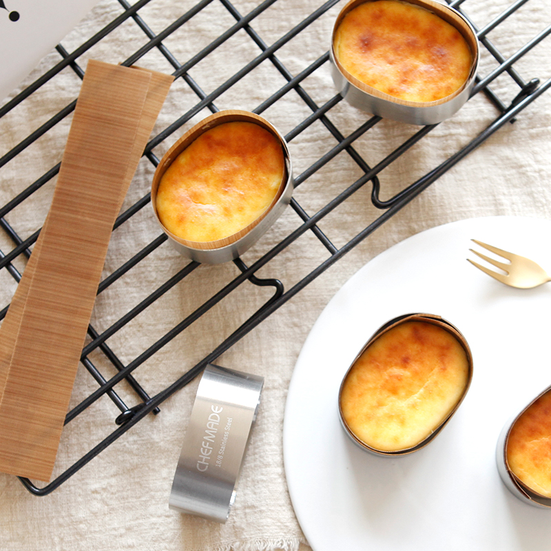 Japanese half-cooked cheese mold cheesecake pineapple crisp mung bean cake oval mousse circle four-piece baking mold