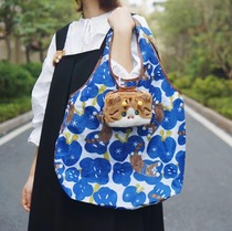 mewji inexplicable original kitty cute days girl commute large capacity portable containing shopping folding bag