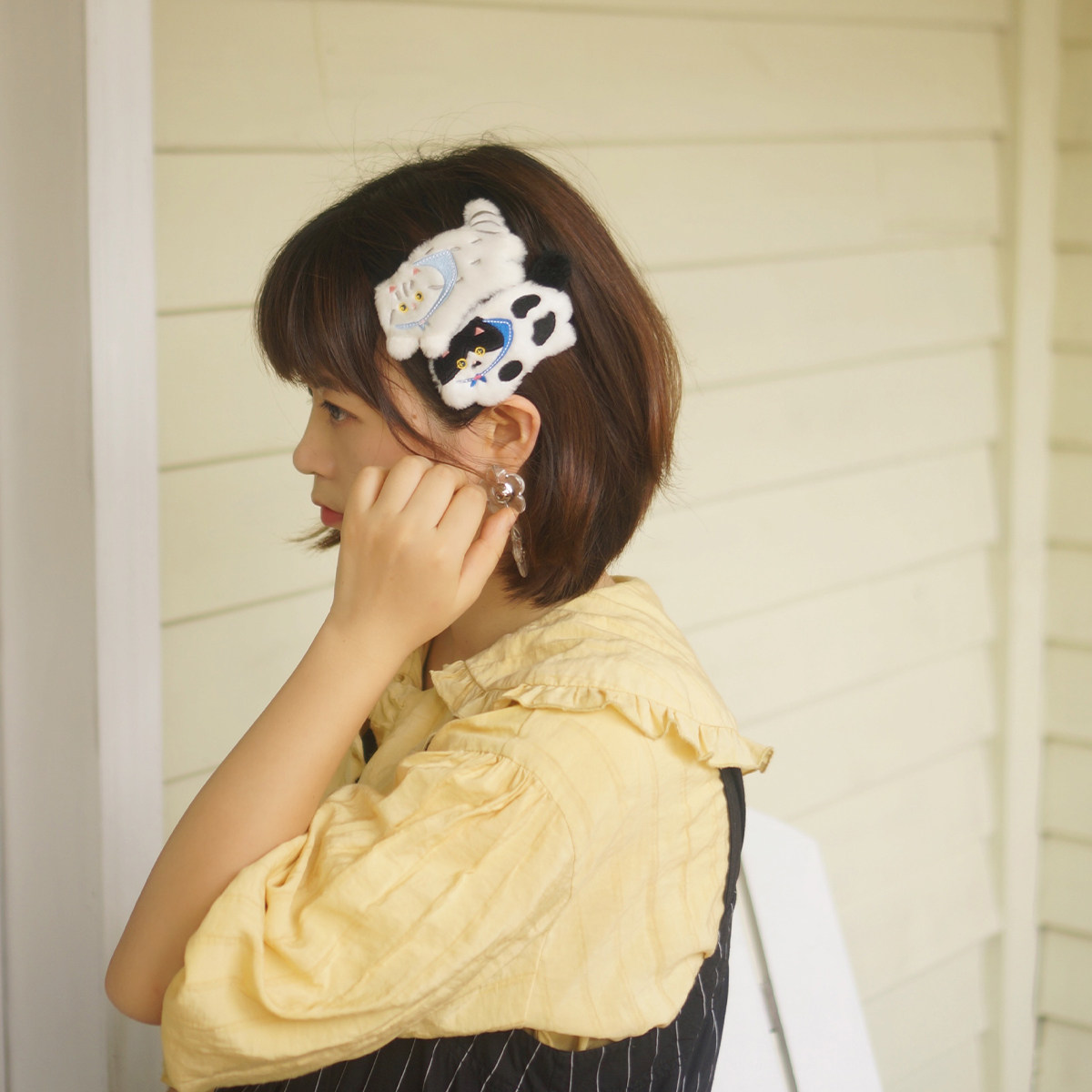 mewji Miaoji original cat cute JK Japanese girl hair accessories hair ring headdress fun plush hair clip head rope