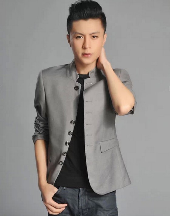 Nam phong cách đứng cổ áo Slim áo khoác đen áo cưới kinh doanh bình thường trang phục dân tộc áo dân tộc