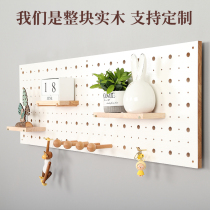 Nordic solid wood hole board shelf custom kindergarten wall storage porch entrance wooden coat rack