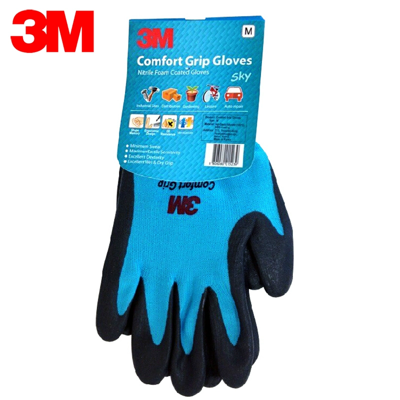 Găng tay 3M thoải mái dày phủ nitrile lòng bàn tay nhúng chống trượt công trường lao động làm việc bảo hộ lao động găng tay chống mài mòn thoáng khí mặt nạ phun sơn mặt nạ hàn xì 