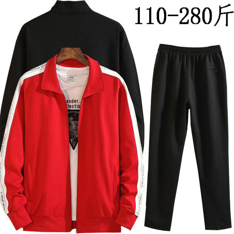 Spring Autumn Sports Suit Men's Jacket Outdoor Leisure Running Red 230 catty 260 catty 270 Fat Fat Fat Man up for code