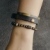 Non-Fish House Retro Punk Brass Ebony Bracelet Hợp thời trang Nam Hip Hop Street Volcanic Stone Bracelet Set - Vòng đeo tay Cuff