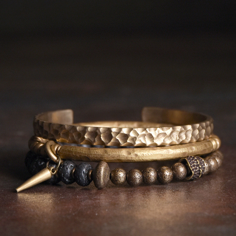 Feiyu Home Handmade Brass Bracelet Bead Bracelet Trendy Original Design Personalized Vintage Metal Jewelry Feiyu Home Handmade Brass Bracelet Bead Bracelet Trendy Original Design Personalized Vintage Metal Jewelry