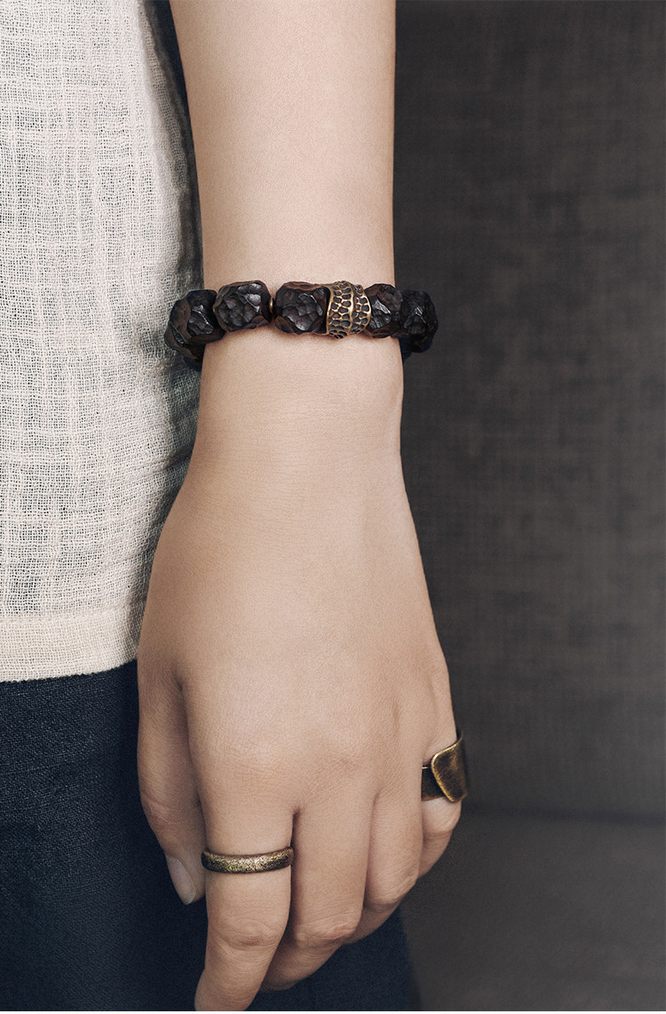 天然石ブレスレット 12mm ビーズ 黒檀×天然石デザイン 重厚感 メンズ レディース兼用 ユニセックスアクセサリー