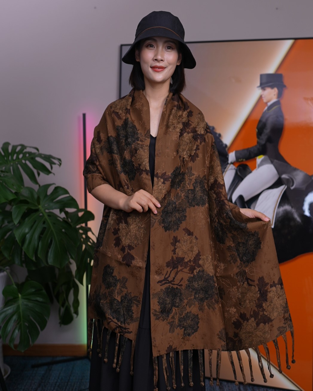 55*220 silk square scarf scarf shawl flower dill dual-purpose temperament all-match women