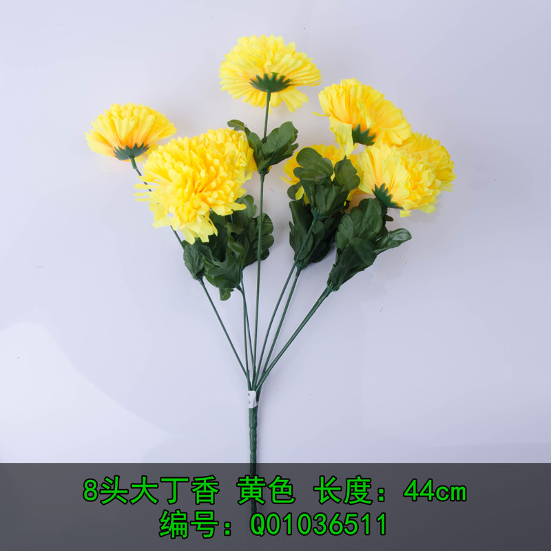 Emulated 8 head marigold fake flower European-style retro chrysanthemum home guest decoration to put floral green plant