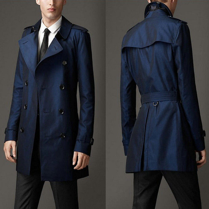 Windcoat men long-range British trench coat in the wind and waterproof double buckle
