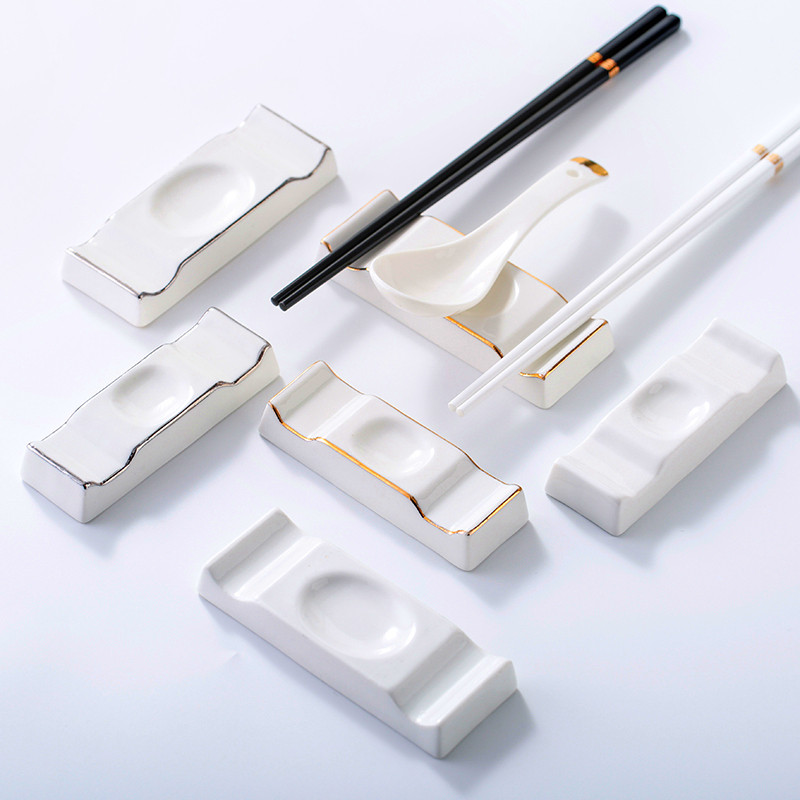 Silver side public double chopsticks holder bone china three-use chopsticks holder chopsticks pillow spoon spoon holder chopsticks pad drag hotel custom