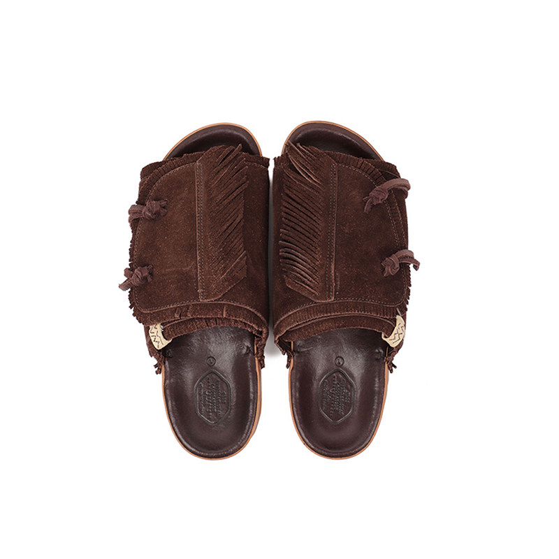 visvim uncle gui CHRISTO summer new tassel leather increased breathable suede slippers tide