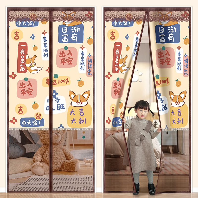 Anti-Peeping Summer Mosquito Net Door Curtain with Magic Tape, No Drilling Required, Silent Magnetic Partition Curtain, Home Semi-Privacy Screen Curtain