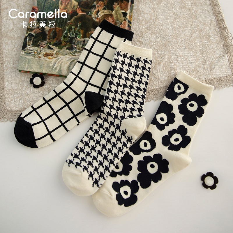 caramella冬季中筒加厚女袜6双-时时淘