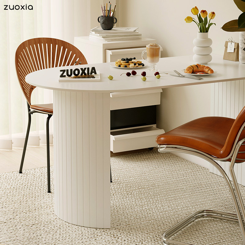 Nordic Modern Minimalist Light Lavish Dining Table Small Family Home Nets Red Pharaque Rockboard Island Bench Rectangular Table