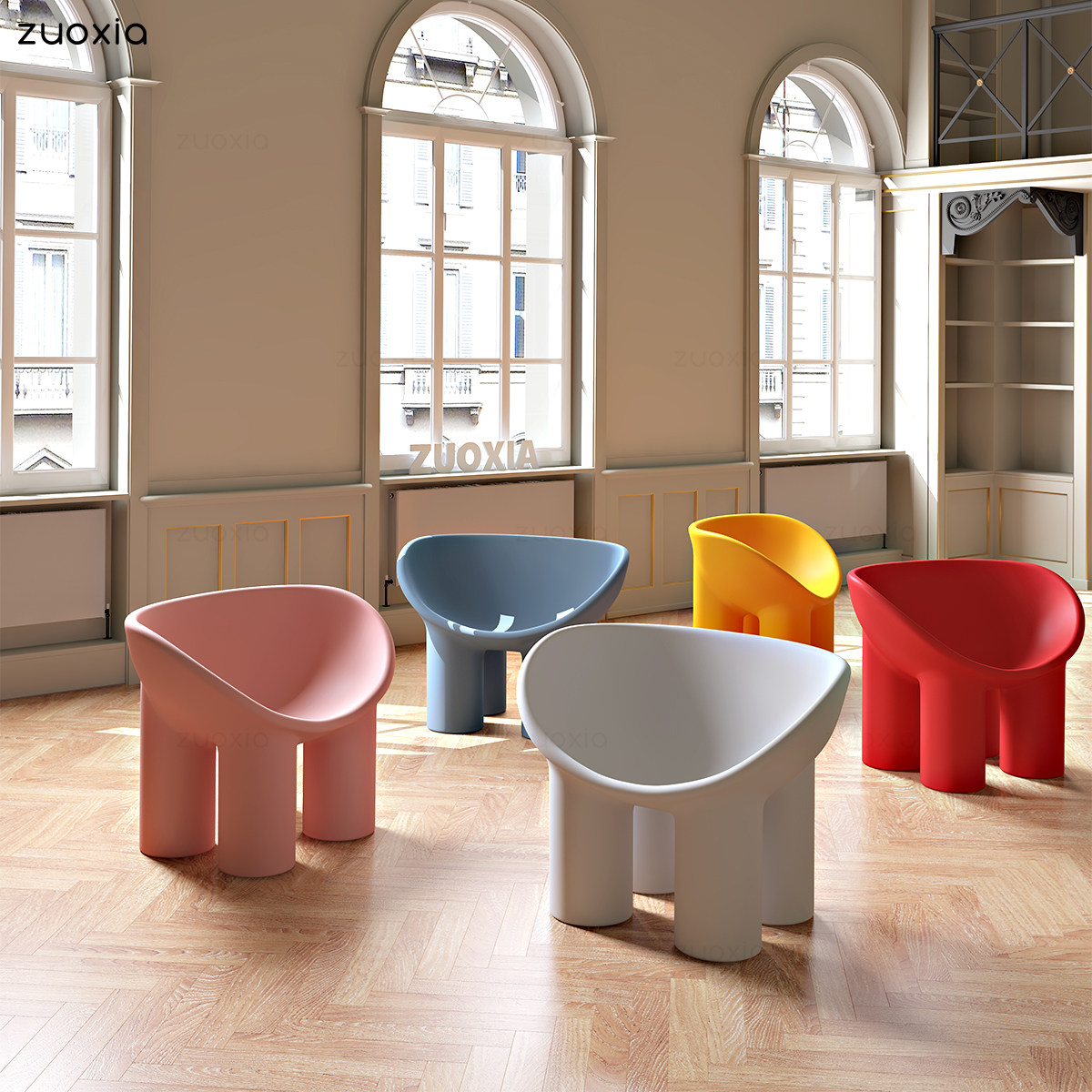 Nordic Minjuku studio Villa-Like Inter-Board Sample House Display Center Milk Tea Shop Cafeterias Red single people in talks for sofa chairs