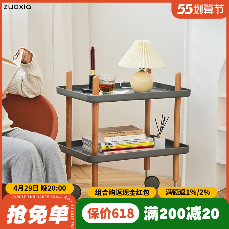 Left lower Mini movable small corner a few with wheels Nordic sofa side cabinet bedside table small family type cart tea table edge a few