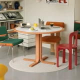 左下 Круглый стол Xinghuan, бытовой средневековый сланцевый круглый кофейный обеденный стол и стул, комбинация ретро-ресторана, обеденный стол