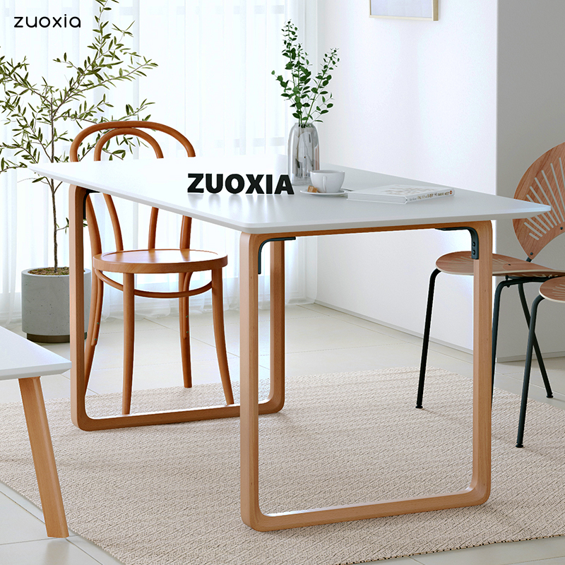 Left lower Nordic solid wood table Home Small family style Japanese style furniture minimalist and modern log dining table and chairs combination