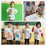 Белая хлопковая летняя футболка, набор материалов, ручная роспись, семейный стиль, граффити, короткий рукав, «сделай сам», делается под заказ