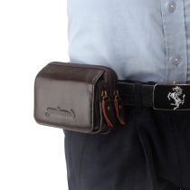 Mobile phone pockets Male wearing leather strap Genuine Leather Mobile Phone Bag Square Men Bull Leather 4 5 Inch 5 5 Inch Mini Bag Bag